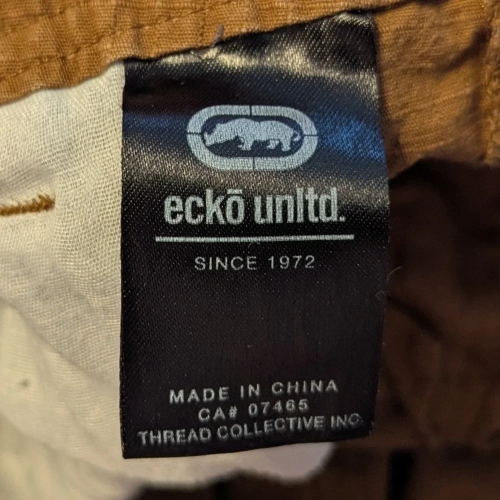 Ecko Unltd Mens Brown‎ Ripstop Cargo Shorts Size 32 Streetwear Utility Y2K Rhino